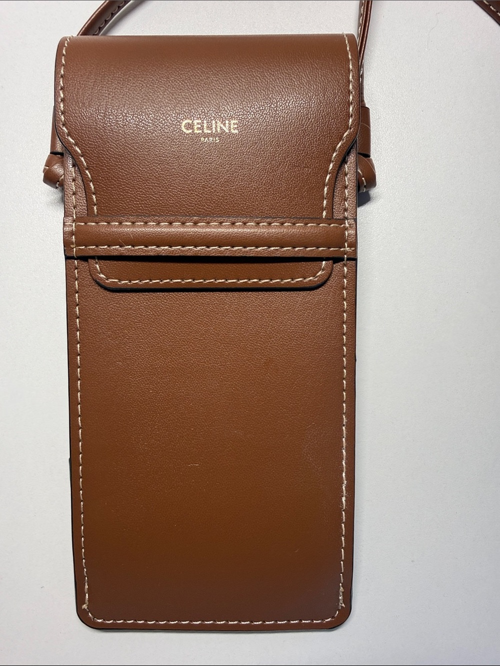Celine Brown Leather Crossbody Sunglass Pouch